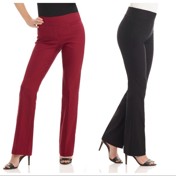 2 Pairs: Petite Red & Black Stretch Boot Cut Pant - Picture 3 of 8